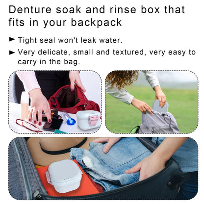 BVN Leakproof Denture Cup – Upgraded Carrying Storage & Travel Case (White/Pink)