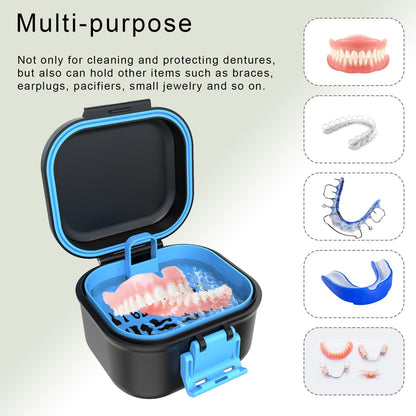 BVN Leak-Proof Denture Case | Black and Bule Denture Cup & Retainer Cleaning Case