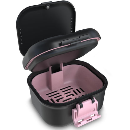 BVN Leakproof Denture Cup with Magnetic Organizer – Black & Pink