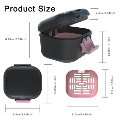 BVN Leakproof Denture Cup with Magnetic Organizer – Black & Pink