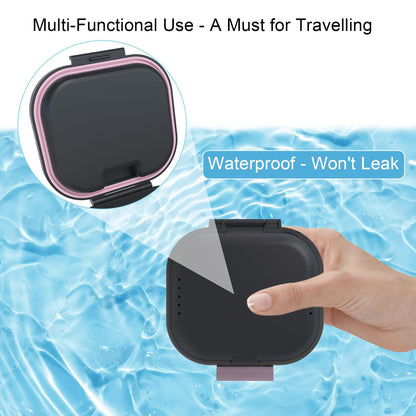 BVN Leakproof Denture Cup with Magnetic Organizer – Black & Pink