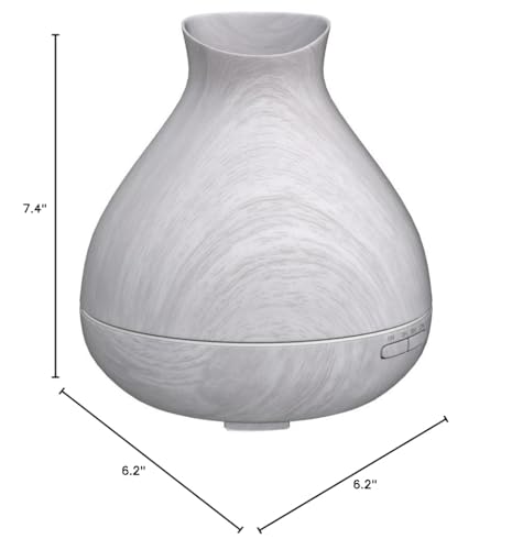 BZseed 550ml Aromatherapy Diffuser – 12h Run, Auto Shut-Off, 7 Color Lights, White Wood Grain