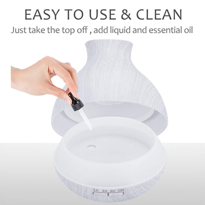 BZseed 550ml Aromatherapy Diffuser – 12h Run, Auto Shut-Off, 7 Color Lights, White Wood Grain