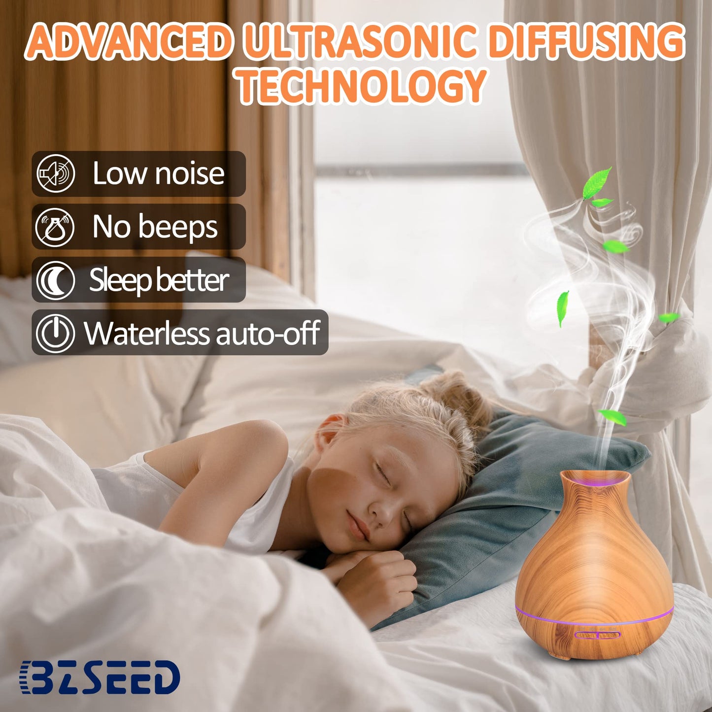 BZseed 550ml Aromatherapy Diffuser 2-Pack – Ultrasonic Humidifier with 7 Color LED