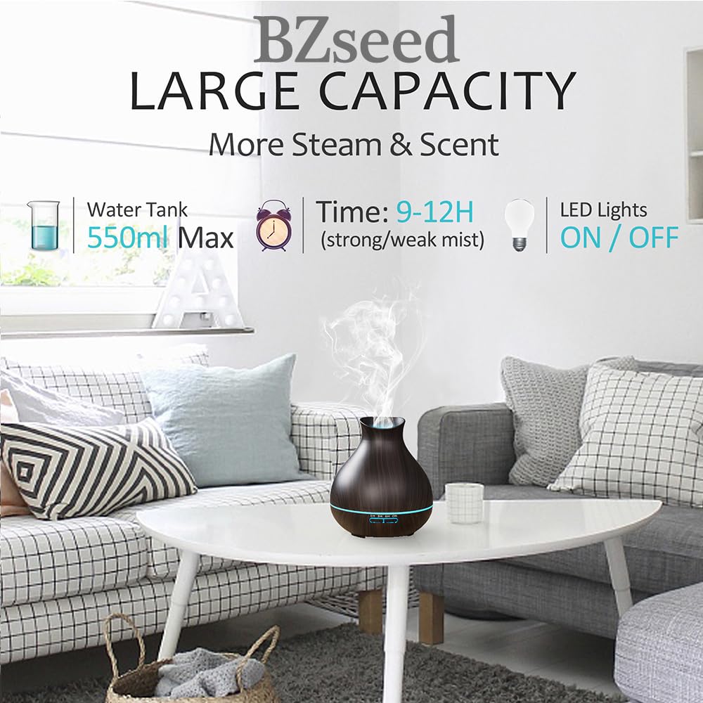 BZseed Aromatherapy Diffuser 550ml – Ultrasonic Humidifier with Auto-Off