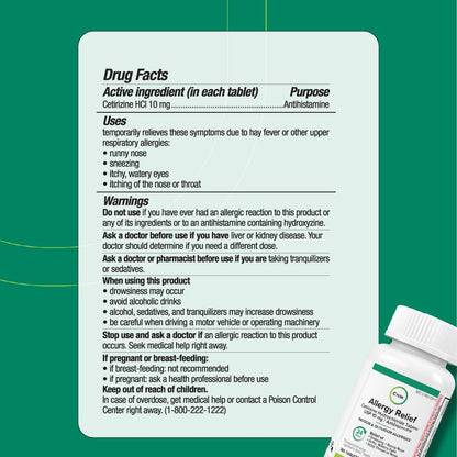 C'rcle Cetirizine HCL 10mg 365 Tablets — Non-Drowsy 24-Hour Allergy Relief