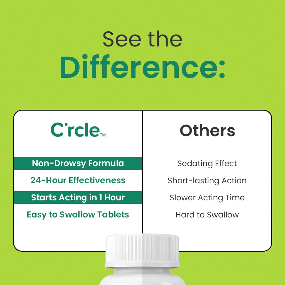 C'rcle Cetirizine HCL 10mg 365 Tablets — Non-Drowsy 24-Hour Allergy Relief