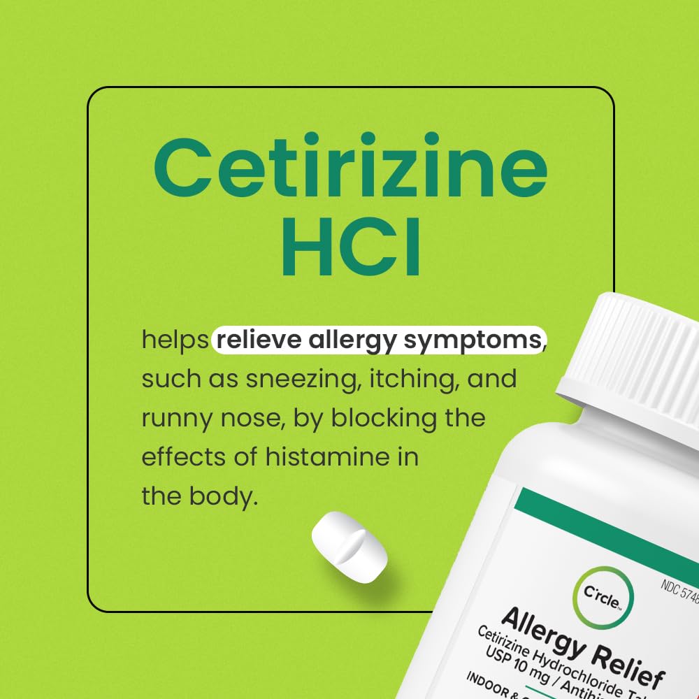 C'rcle Cetirizine HCL 10mg 365 Tablets — Non-Drowsy 24-Hour Allergy Relief