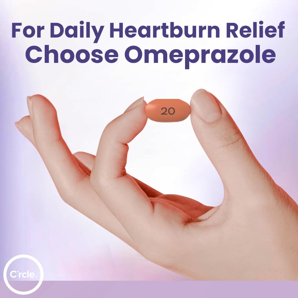 C'rcle Omeprazole 20 mg Tablets 42 Ct – Daily Heartburn Relief (24-Hour Acid Reducer, Delayed Release)