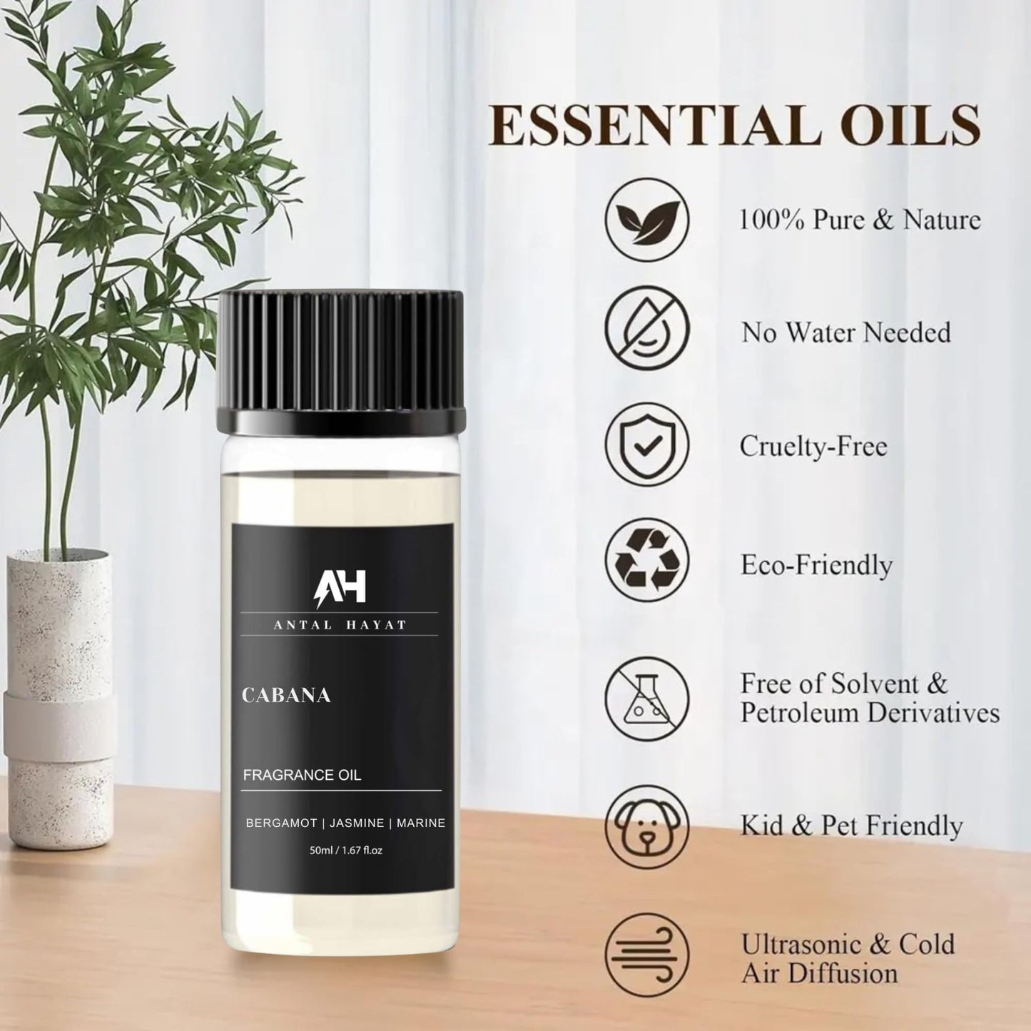 Cabana Diffuser Oil 50mL - Ritz-Carlton Inspired Luxury Aromatherapy | Lemon, Bergamot, Jasmine, Amber & Musk