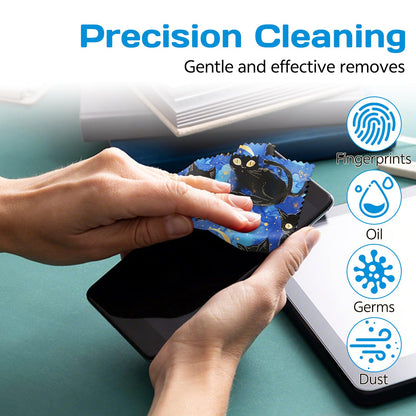 Cabreche 6 PCS Glasses Cleaning Cloths – Microfiber Eyeglass Lens Wipes, Reusable Soft Cloths (6.3 x 6.3 inches), Sunflower Black Cat Pattern