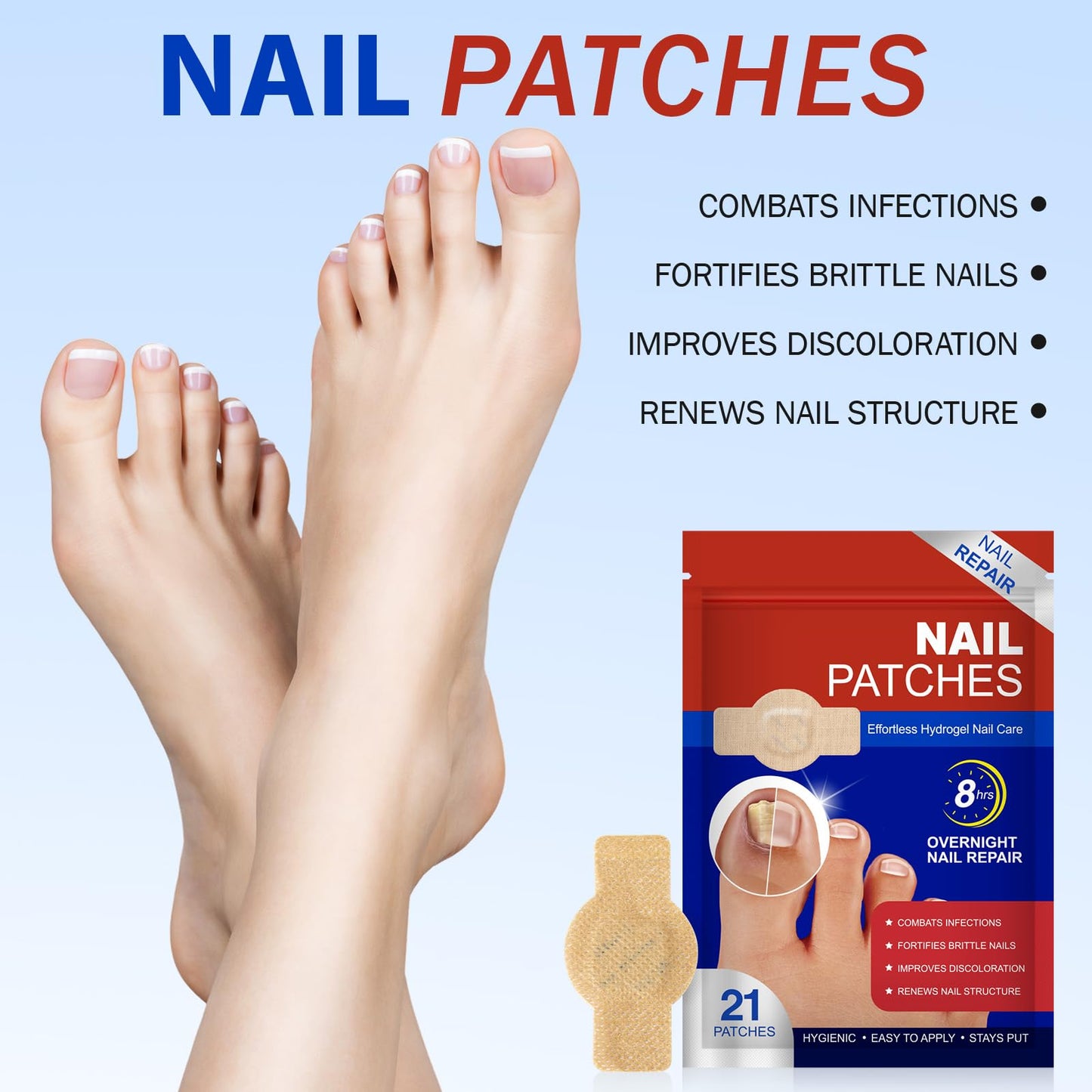 Cacukn Toenail Treatment Extra Strength – 2 Pack Nail Repair Patches (42 Pcs) | Overnight Renewal