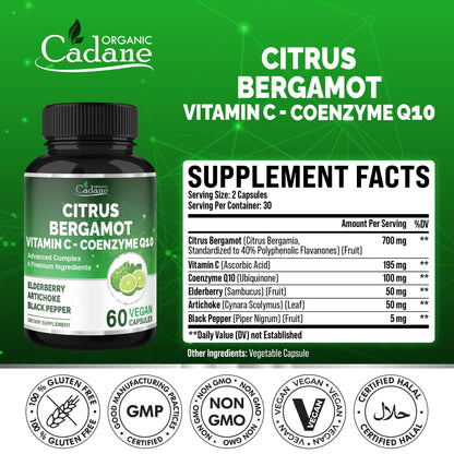 Cadane Citrus Bergamot Supplement – Heart Health & Wellness (Vitamin C, CoQ10)
