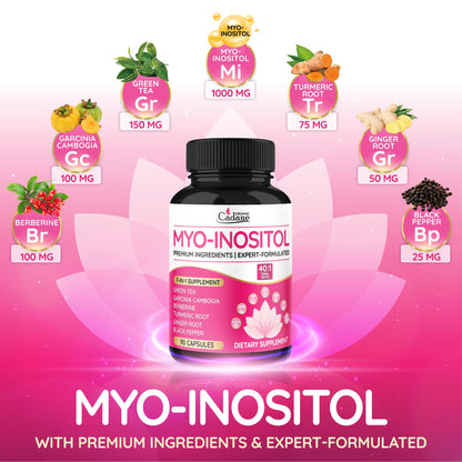 Cadane Organic Myo-Inositol & Green Tea Capsules – 90 Vegan, Non-GMO