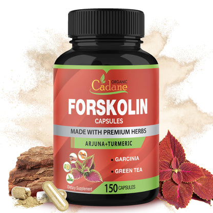 Cadane Forskolin 5-in-1 Capsules – Turmeric, Arjuna, Garcinia, Green Tea | 150 Caps