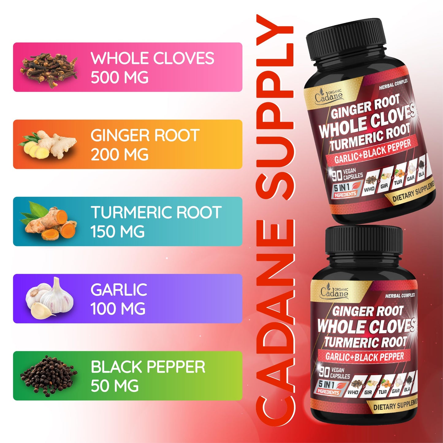 Cadane 5in1 Whole Cloves Herbal Blend – Digestive & Immune Support | 90 Capsules