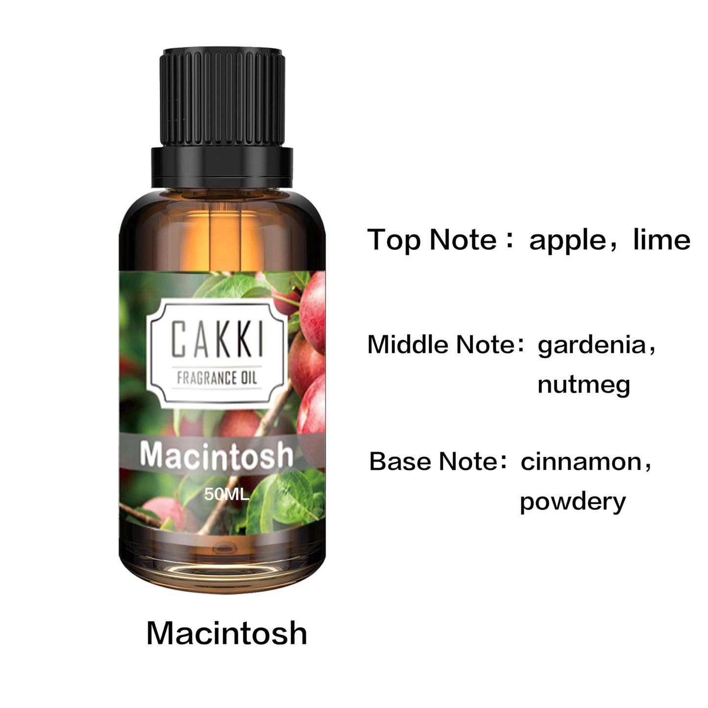 CAKKI Scent-Macintosh Fragrance Oils 50ml - Diffuser, Candle & Soap Making