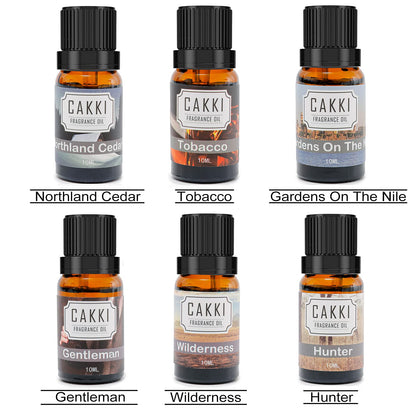 CAKKI Gentleman's Essential Oils Set — 6x10ml Pure Aromatherapy Oils for Candles, Humidifiers & Car Diffusers
