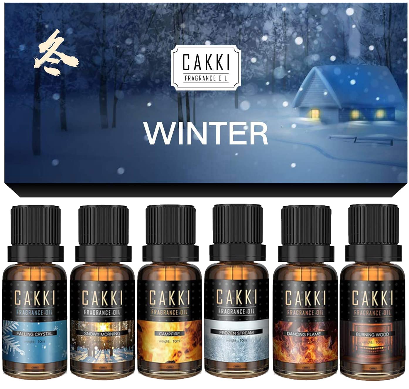 CAKKI Winter Essential Oils Set – 6 Scents for Diffusers, Candles, Soaps & Gifts
