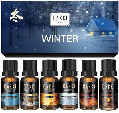 CAKKI Winter Essential Oils Set – 6 Scents for Diffusers, Candles, Soaps & Gifts