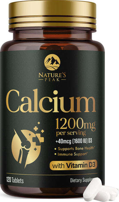 Calcium 1200 mg with Vitamin D3 - Bone Health Supplement for Men & Women | 120 Tablets