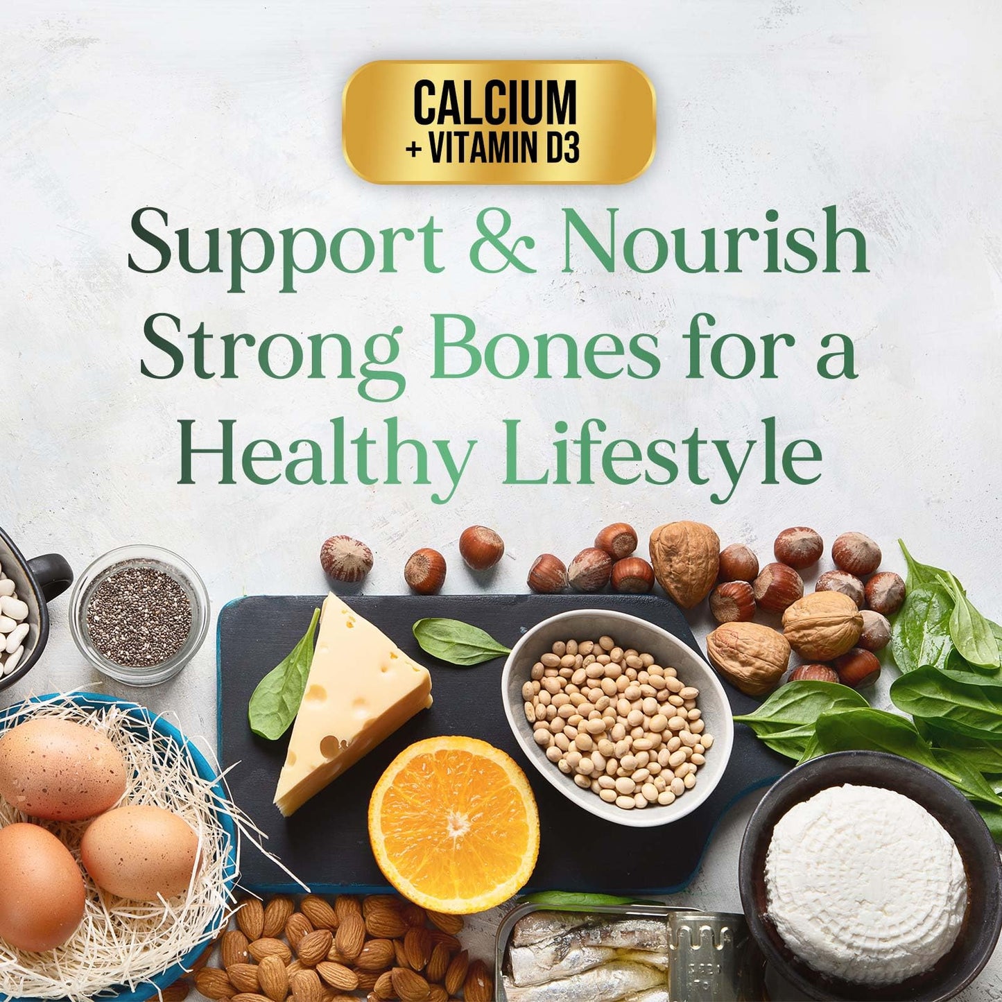 Calcium 1200 mg with Vitamin D3 - Bone Health Supplement for Men & Women | 120 Tablets
