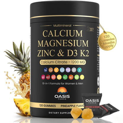 Calcium 1200 mg Gummies with Vitamin D3 & K2 – Sugar-Free, Vegan