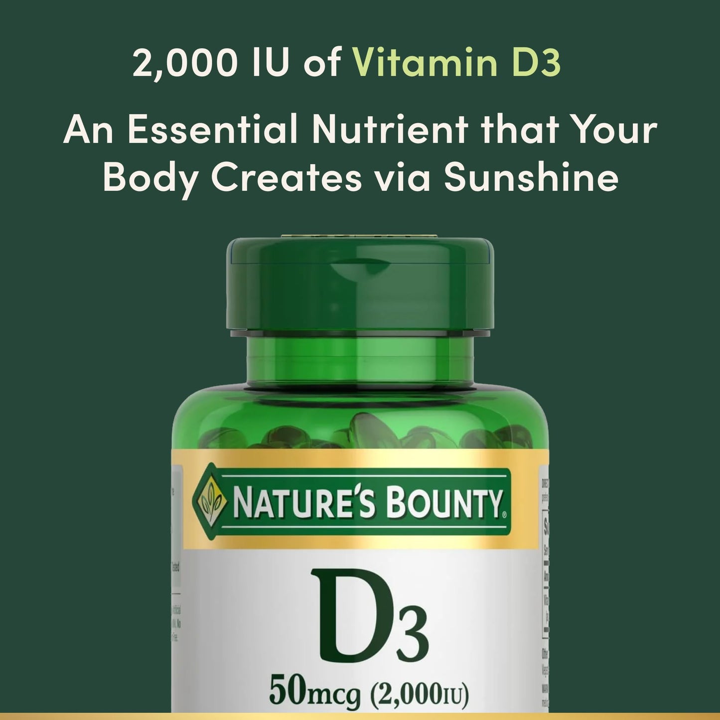 Nature's Bounty Vitamin D3 2000 IU | Immune & Bone Health | 350 Softgels