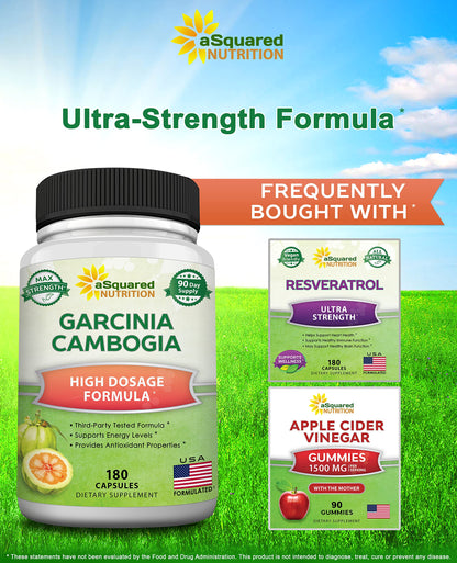 aSquared Garcinia Cambogia 1600mg – 180 Capsules | Ultra HCA