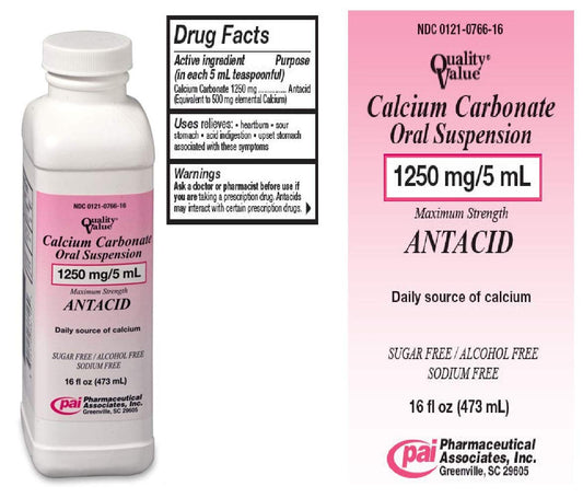 Calcium Carbonate Oral Suspension 1250 mg/5 mL - 16 oz (480 mL) BritishVita | Premium UK Vitamins & Wellness Supplements