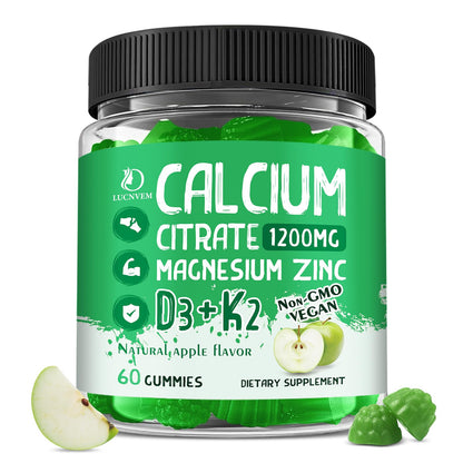 Calcium Citrate 1200 mg Gummies with Vitamin D3 – Vegan Bone & Teeth Support
