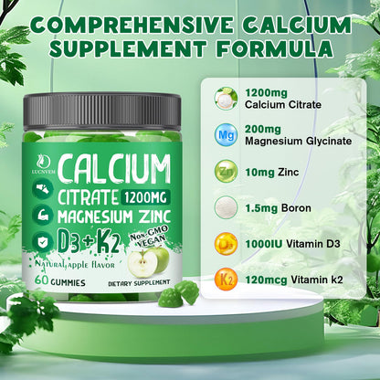 Calcium Citrate 1200 mg Gummies with Vitamin D3 – Vegan Bone & Teeth Support