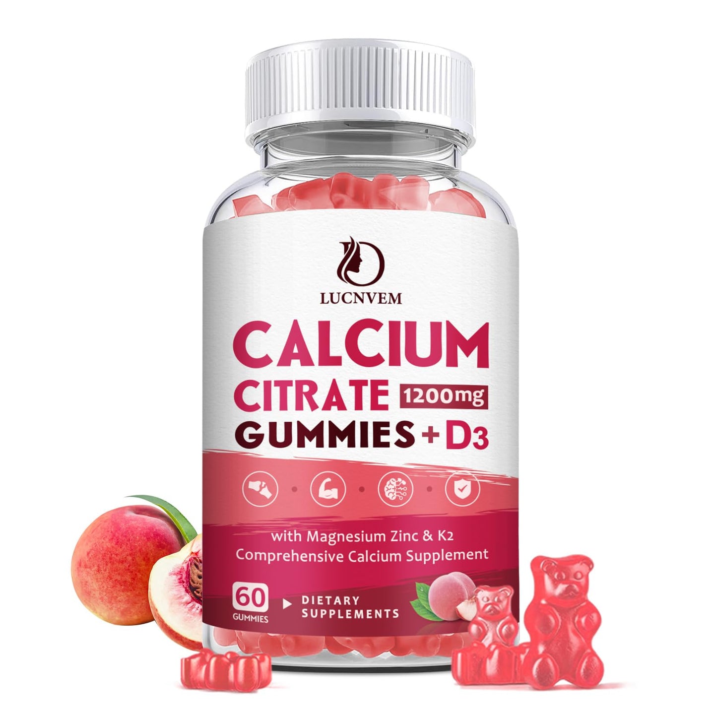 Calcium Citrate 1200mg Gummies with Vitamin D3 – 30 Day Supply