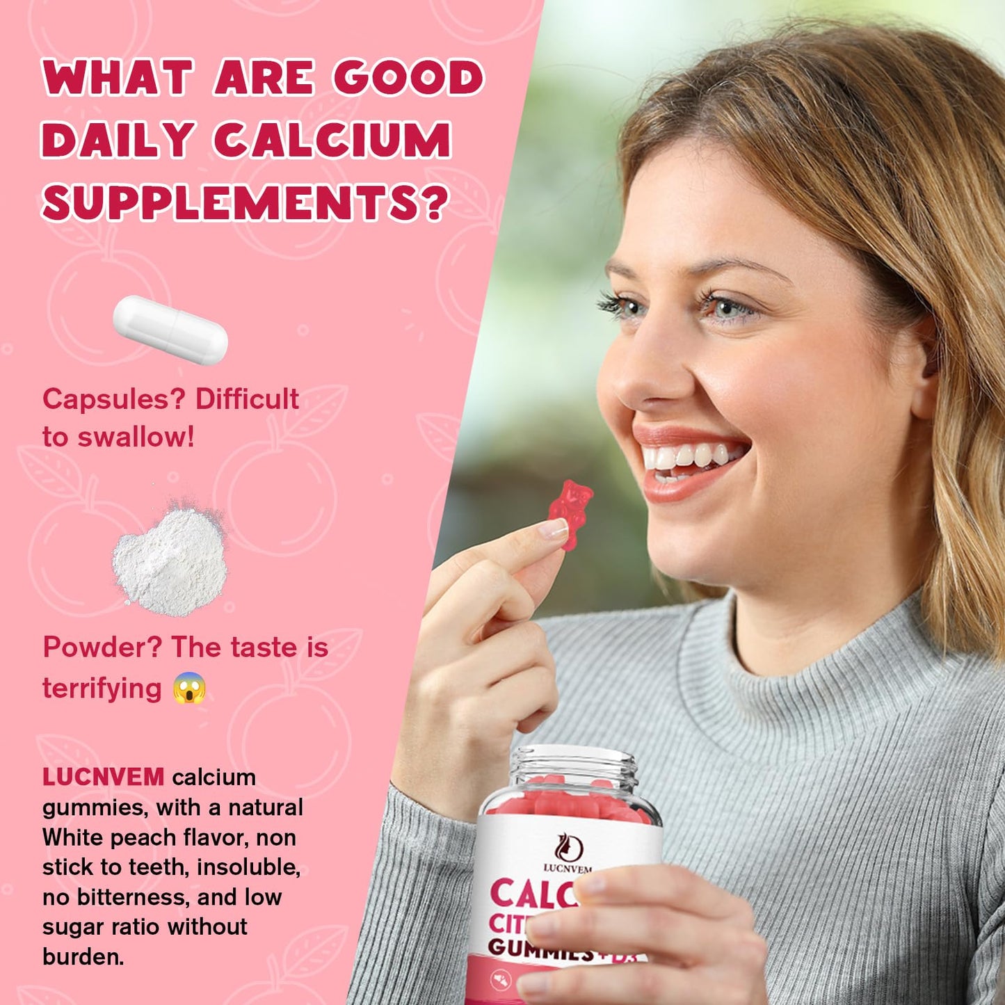 Calcium Citrate 1200mg Gummies with Vitamin D3 – 30 Day Supply
