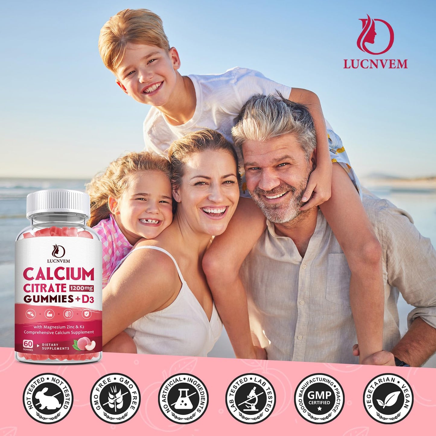 Calcium Citrate 1200mg Gummies with Vitamin D3 – 30 Day Supply
