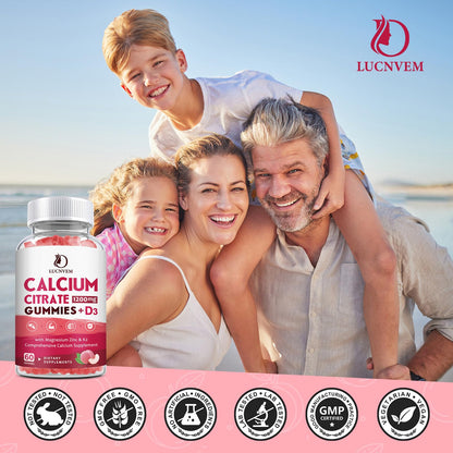 Calcium Citrate 1200mg Gummies with Vitamin D3 – 30 Day Supply