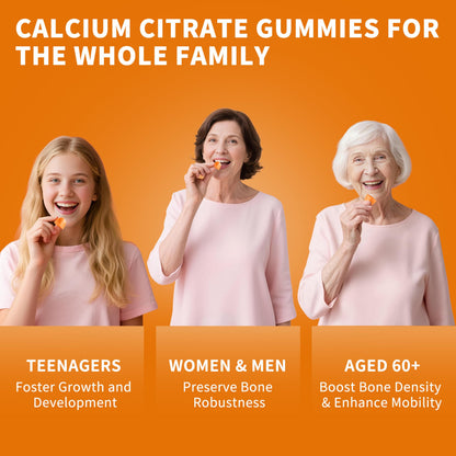 (2 Pack) Calcium Citrate 1200mg + Vitamin D3 Gummies – Vegan, Sugar-Free, Orange