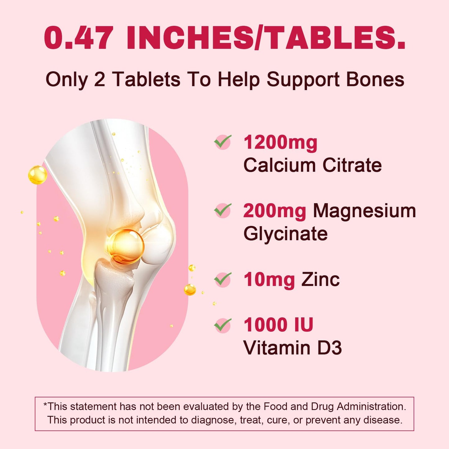 Calcium Citrate 1200 mg with Vitamin D3 | 120 Count Vegan Supplement for Bone & Teeth Health