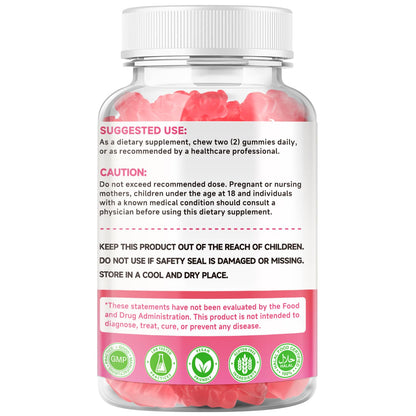Calcium Citrate Gummies 1000mg with Vitamin D3 – Sugar-Free Raspberry Flavor (60 Count)
