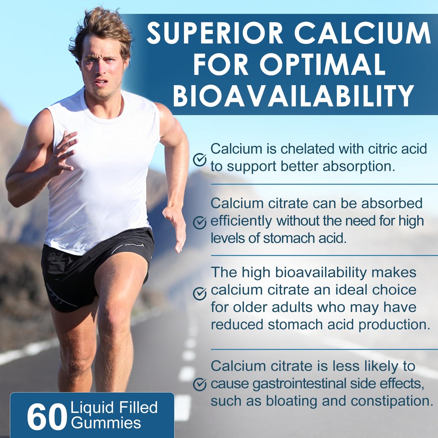Calcium Citrate Gummies 1000mg – 6-in-1 with D3, Mg & Zn | Vegan Sugar-Free (60ct)