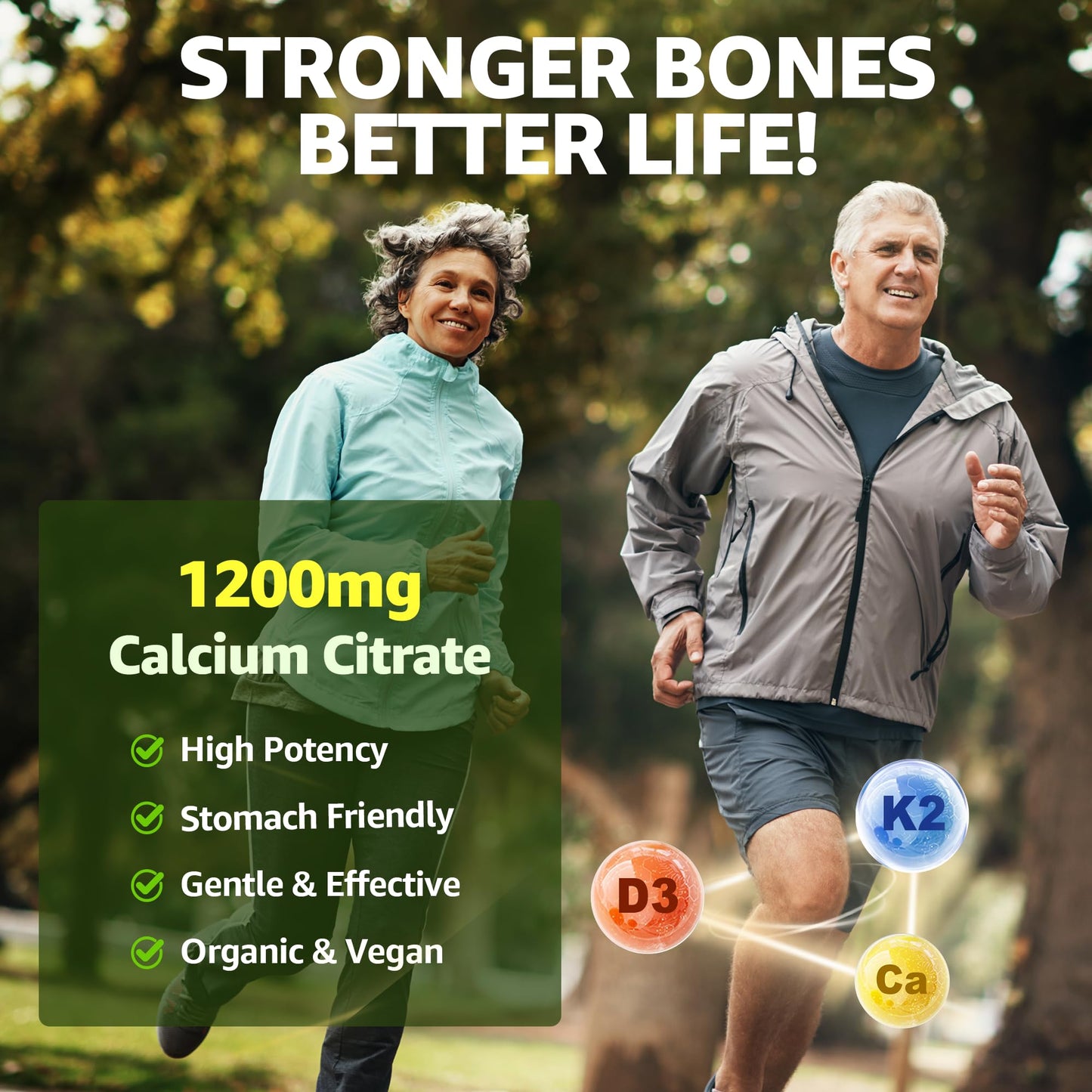 Calcium Citrate Gummies 1200mg with Vitamin D3 & K2 – Mango, 120 Count, Sugar Free
