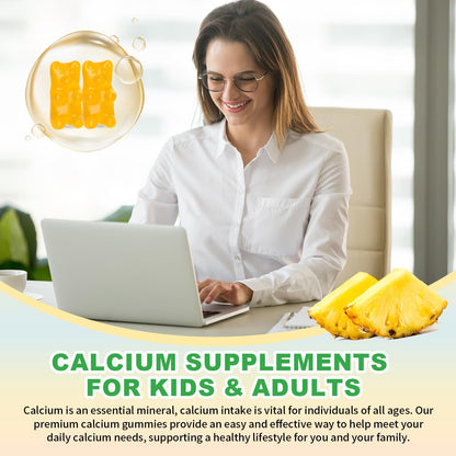 Calcium Citrate Gummies 1200mg – Sugar-Free Pineapple Calcium for Bone, Muscle & Immune Support | 60 Count
