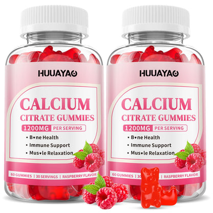 Calcium Citrate Gummies 1200mg – Chewable Calcium for Bone, Muscle & Immune Support | Raspberry Flavor, 120 Count