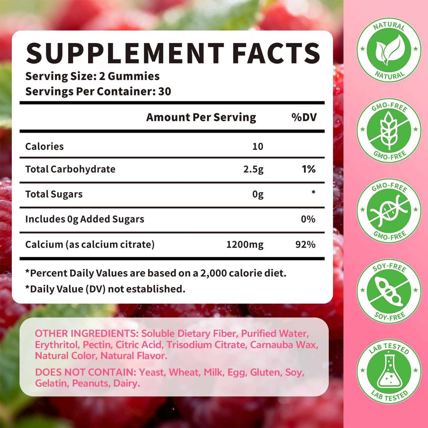 Calcium Citrate Gummies 1200mg – 60 Count | Adults & Kids