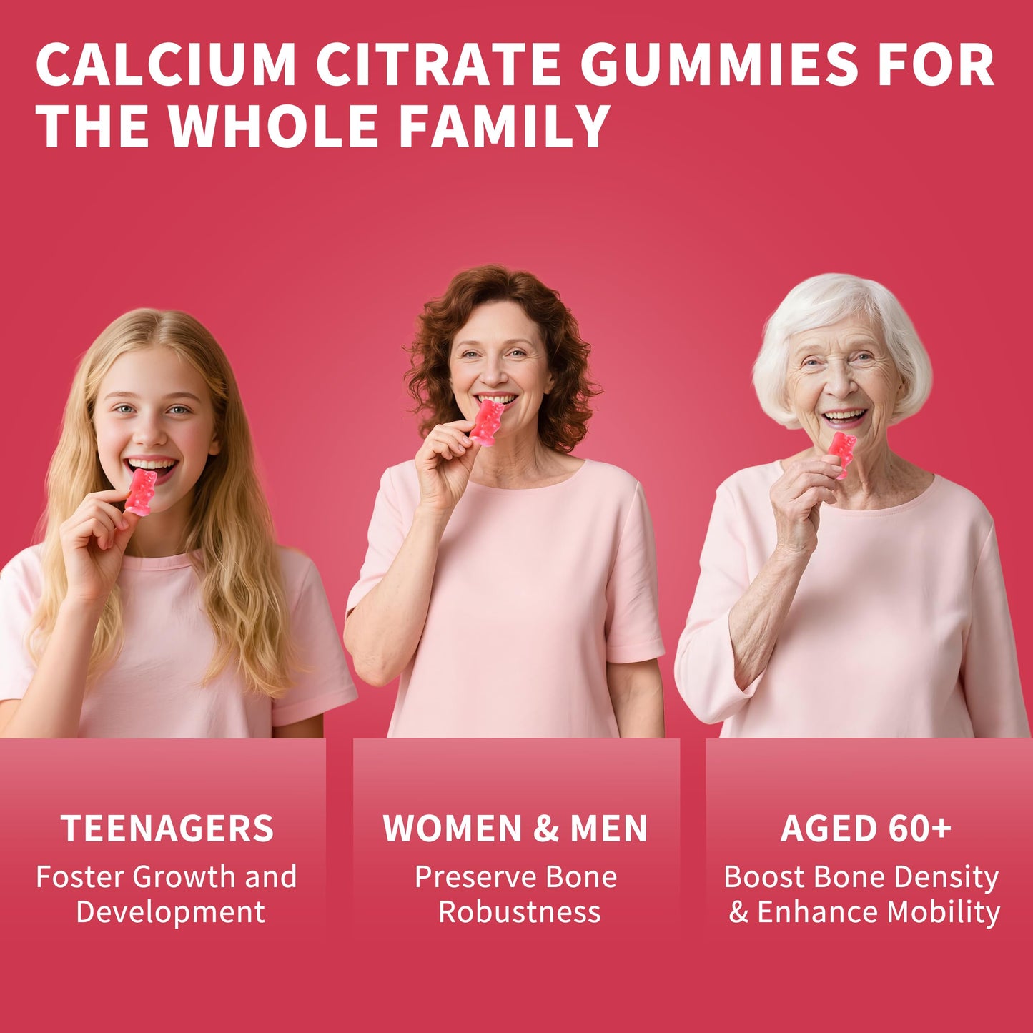 2 Pack 1200 mg Calcium Citrate Gummies – Sugar Free, Vegan, Peach