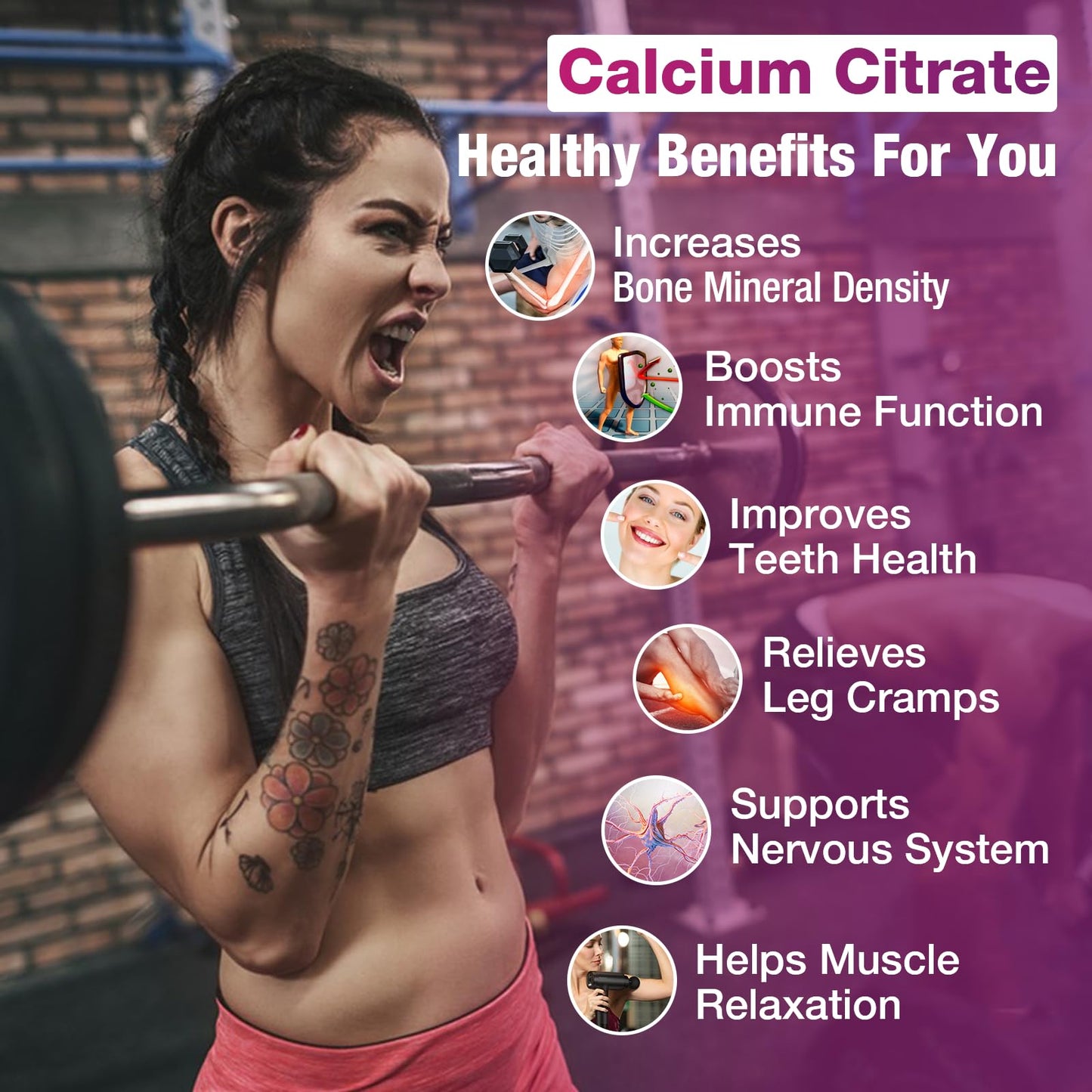 Calcium Citrate Gummies 1000mg - Vitamin D3 & K2 - Peach Flavor - 60 Gummies