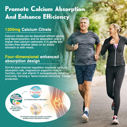 1200mg Calcium Citrate Gummies with Vitamin D3 & K2 – Bone, Muscle & Immune Support | Raspberry