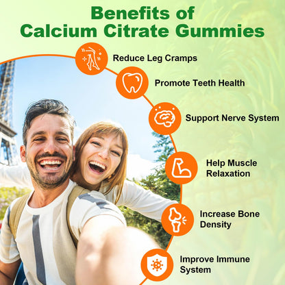 1200mg Calcium Citrate Gummies - Chewable Calcium Gummies for Bone, Muscle, Teeth, Immune Support, High Absorption Calcium Supplements for Women & Men Sugar Free Pineapple Flavor 120 Count