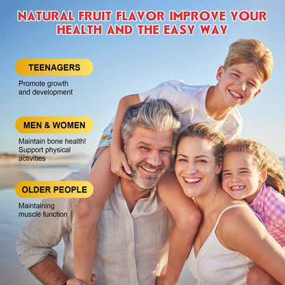 2 Pack Sugar Free Calcium Citrate Gummies 1200 mg – D3, K2, Mg, Zn | Raspberry, 60 Chews