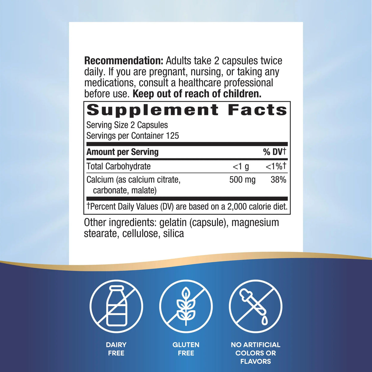 Nature's Way Calcium Citrate 500 mg | Bone Health & Muscle Support, Gluten Free, 250 Capsules (2 Pack) BritishVita | Premium UK Vitamins & Wellness Supplements